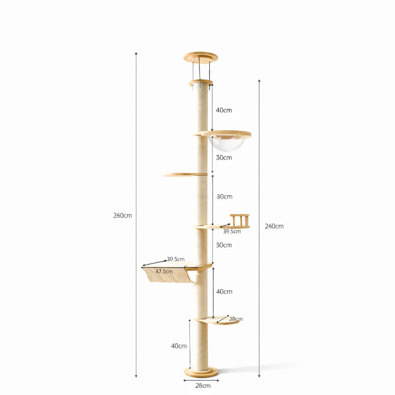 ADS PET Solid Wood Floor-to-Ceiling Cat Tower - Image 4