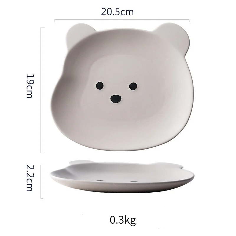 ADS Pet Bear Print Ceramic Plate Cat Bowl Plate 8inch - Image 4