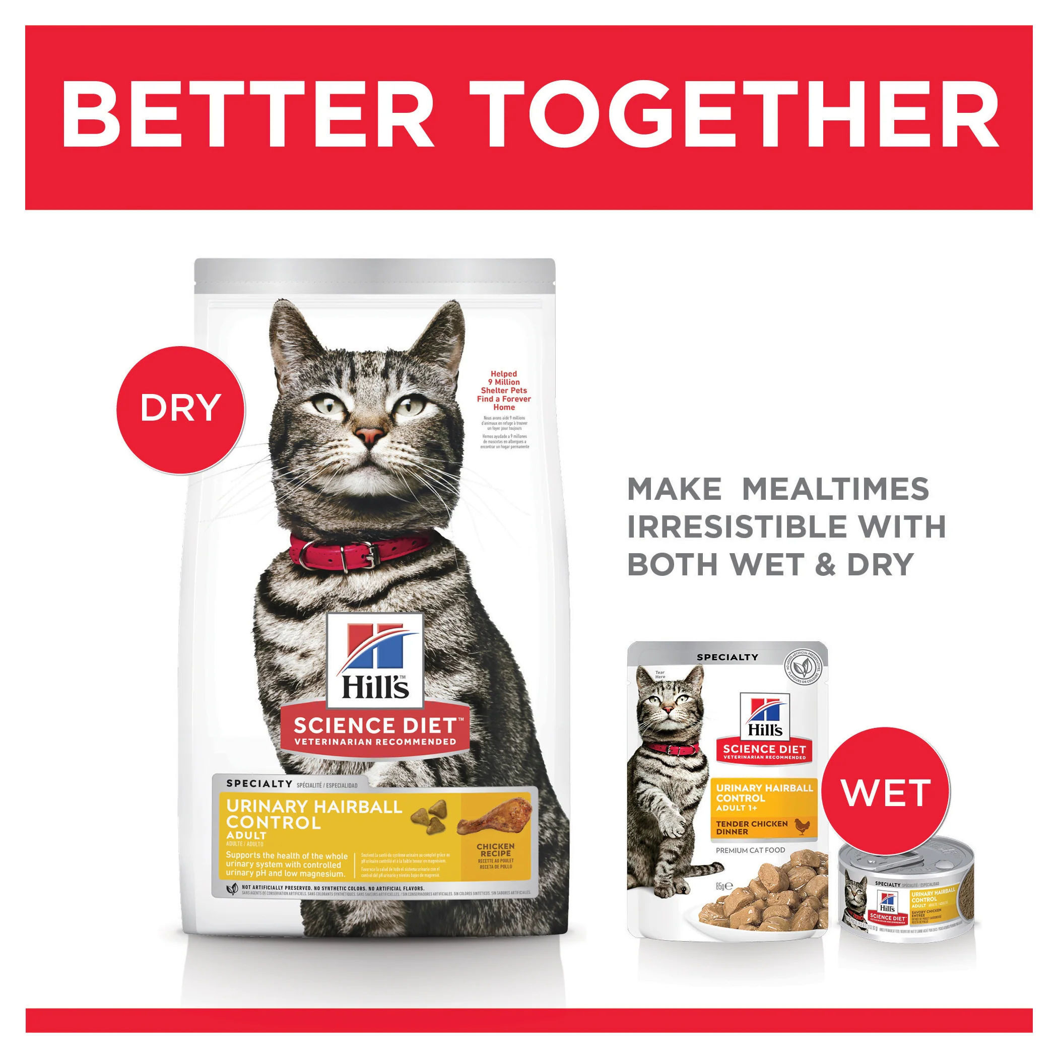Hill's Science Diet Adult Urinary Hairball Control Dry Cat Food Chicken 3.17KG - Image 10