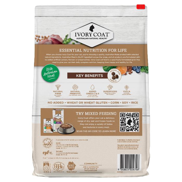 Ivory Coat Grain Free Chicken And Kangaroo Dry Cat Food Adult Indoor 4KG - Image 3