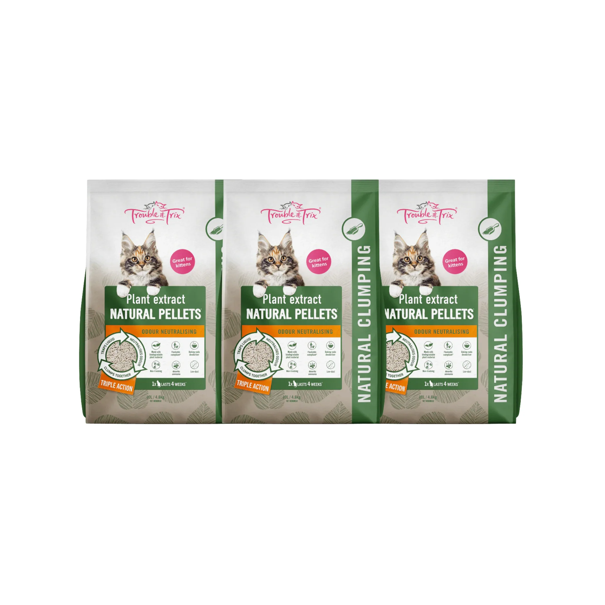 Trouble and Trix Plant Natural Scent Extract Natural Pellet Cat Litter 10L - Image 5