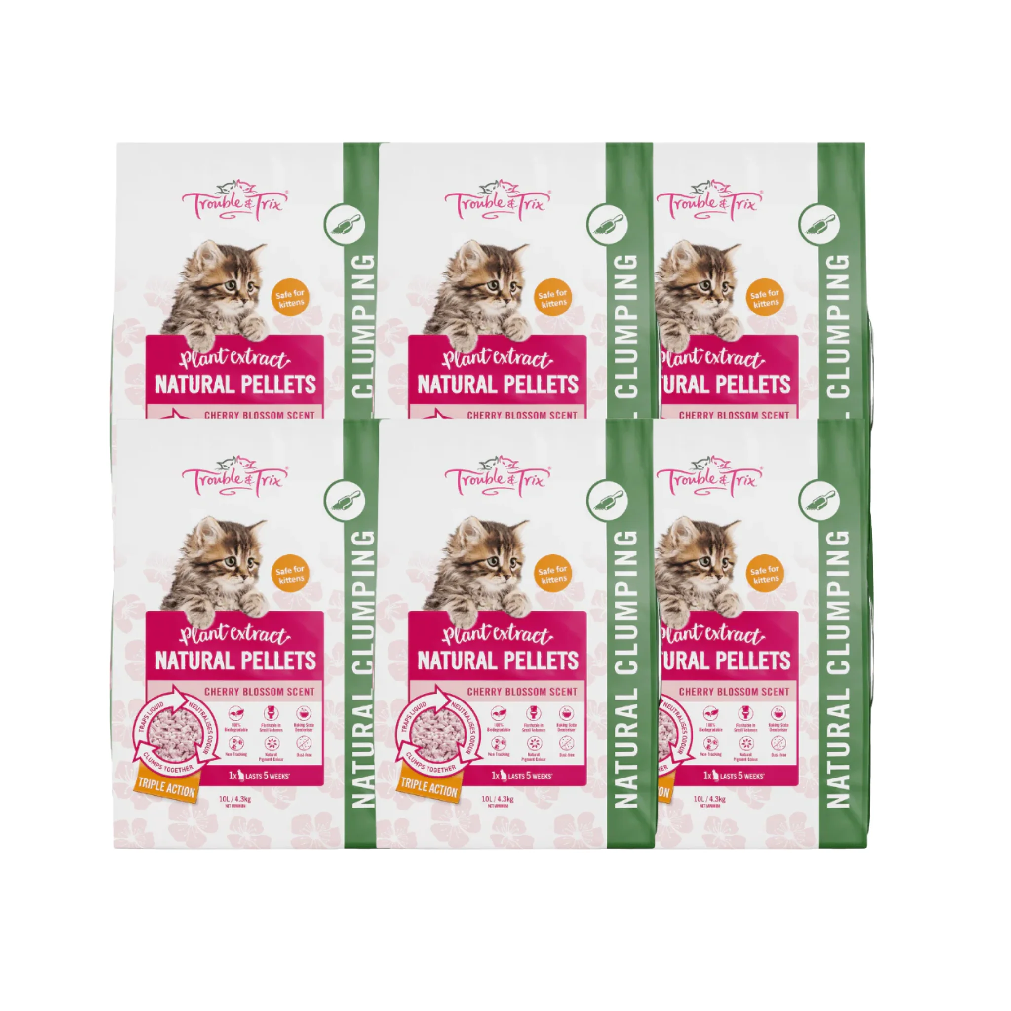 Trouble and Trix Natural Tofu Cherry Blossom Cat Litter 10L - Image 3